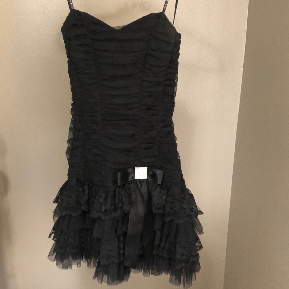 Black Lace Strapless Dress